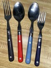 4 Piece Interpur Vintage Stainless Flatware Plastic Handle Mardi Gras Spoon Fork