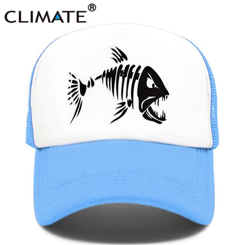 Fish Skeleton Hat Fishing Baseball Cap Trucker Hats For Men Casual Fish  Bone Hat