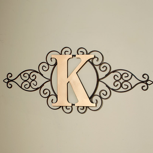 The Letter K Indoor Outdoor Wall Hanging Metal Rustic Initial Scrollwork Decor