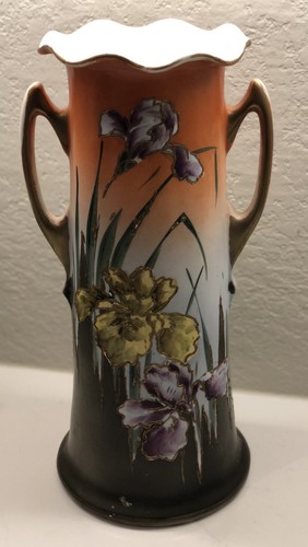 Royal Nippon Nishiki Hand Painted Floral Vase Gold Moriage Large 16 Inches - Picture 2 of 12