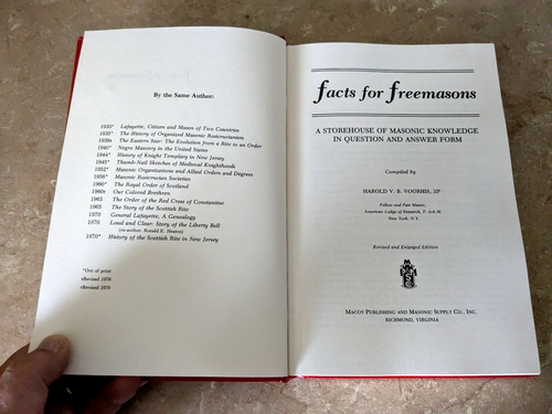Facts for Freemasons - Harold V.B. Voorhis (1st print thus, Revised) Macoy, 1979 - Imagen 2 de 3
