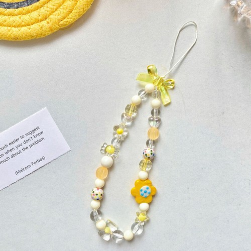 3 Pcs Flower Bow Chain Decoration Beaded Phone Charm Cellphone Strap - Zdjęcie 9 z 12