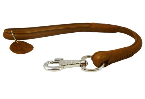 Brown Round Genuine Rolled Leather Dog Short Leash 20" Long 5/8" Wide Lead fo... - Picture 2 of 6
