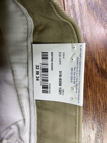 St.Johns Bay Mens Worry Free Chino Classic Flat Front Khaki Pants 32 x 34 NWT F1 - Picture 5 of 6