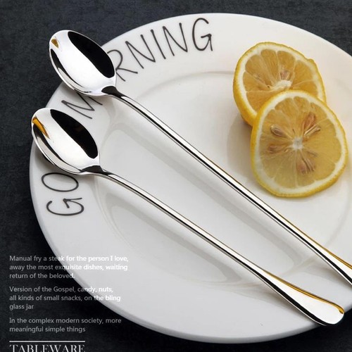 Long-handled Steel Spoon For Cooking Mixing Eating Soups and N9L5 X9G3 - Picture 8 of 15
