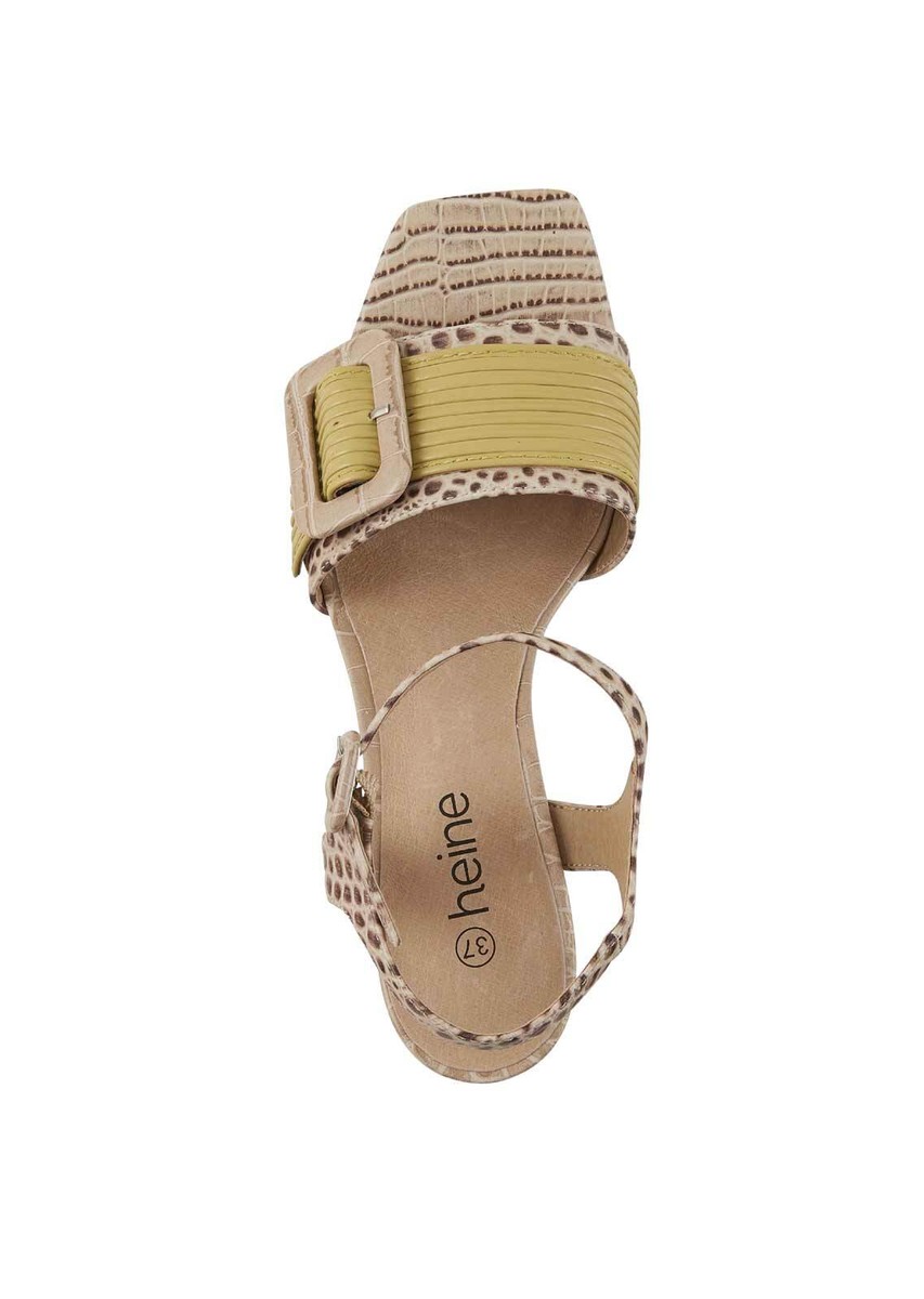 HEINE Damen Rind-Nappaleder-Sandalette, beige