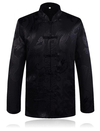 Chinese Traditional Men's Collar Silk Tang Suit Clothing Kung Fu Jacket Coat - Bild 33 von 35