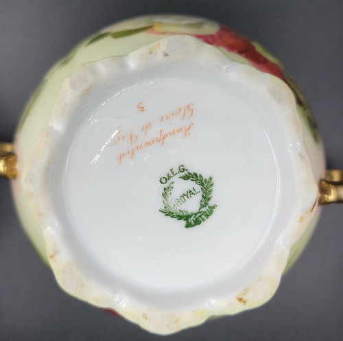 O. & E. G. Royal Austria Glorie de Dijon Hand Painted Creamer & Sugar Bowl - Picture 11 of 12