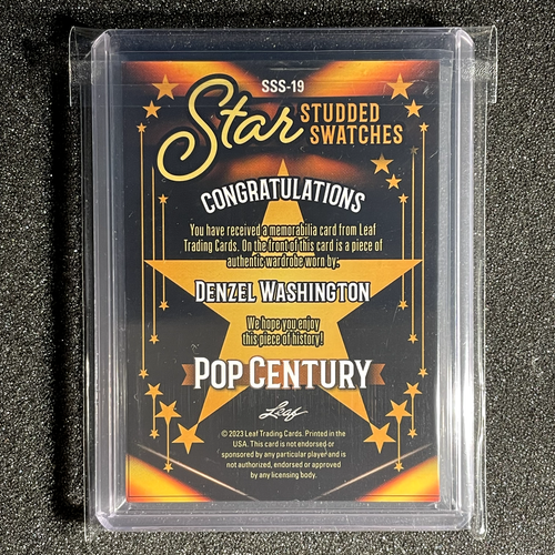 2023 Leaf Pop Century Denzel Washington #SSS-19 Star Studded Swatches WORN /40 - Picture 2 of 2