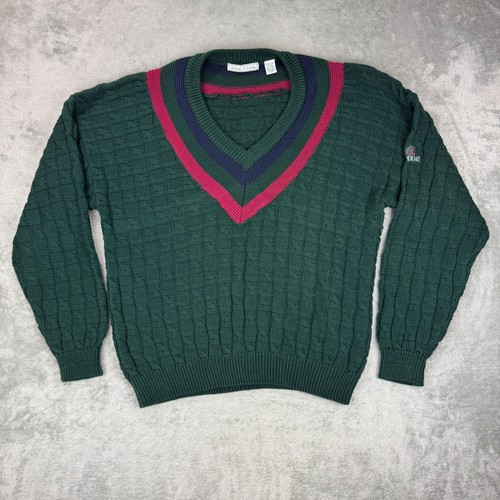 Suéter de Colección IZOD Club Para Hombres 2XL Preparación para Tenis Cricket Tejido con Cable Cuello en V Preppy - Imagen 3 de 8
