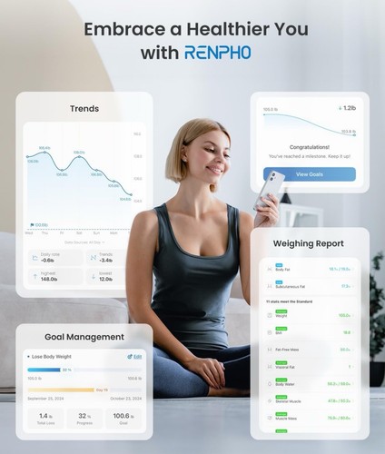 Básculas RENPHO para Peso Corporal, Básculas de Baño Digitales con Alta Precisión NUEVAS.. - Imagen 2 de 7