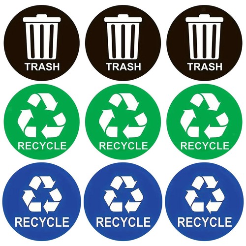 9 Pieces Recycle Stickers for Trash Can Recycling Trash Bin Stickers 5 x 5 - Picture 7 of 7