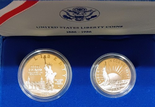 1986 US Mint Proof Set. Ellis Island 90% Silver Dollar. 1/2 Dollar Clad. Rare! - Picture 3 of 6