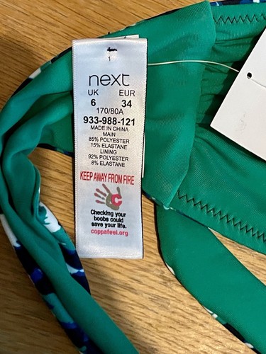 NEXT Bikini Größe 6 grün Leopardenmuster 2023 Kollektion gepolstertes Bandeau-Top neu mit Etikett - Bild 13 von 14