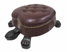 Scratch & Dent Elegant Walnut Finish Turtle Ottoman Foot Stool