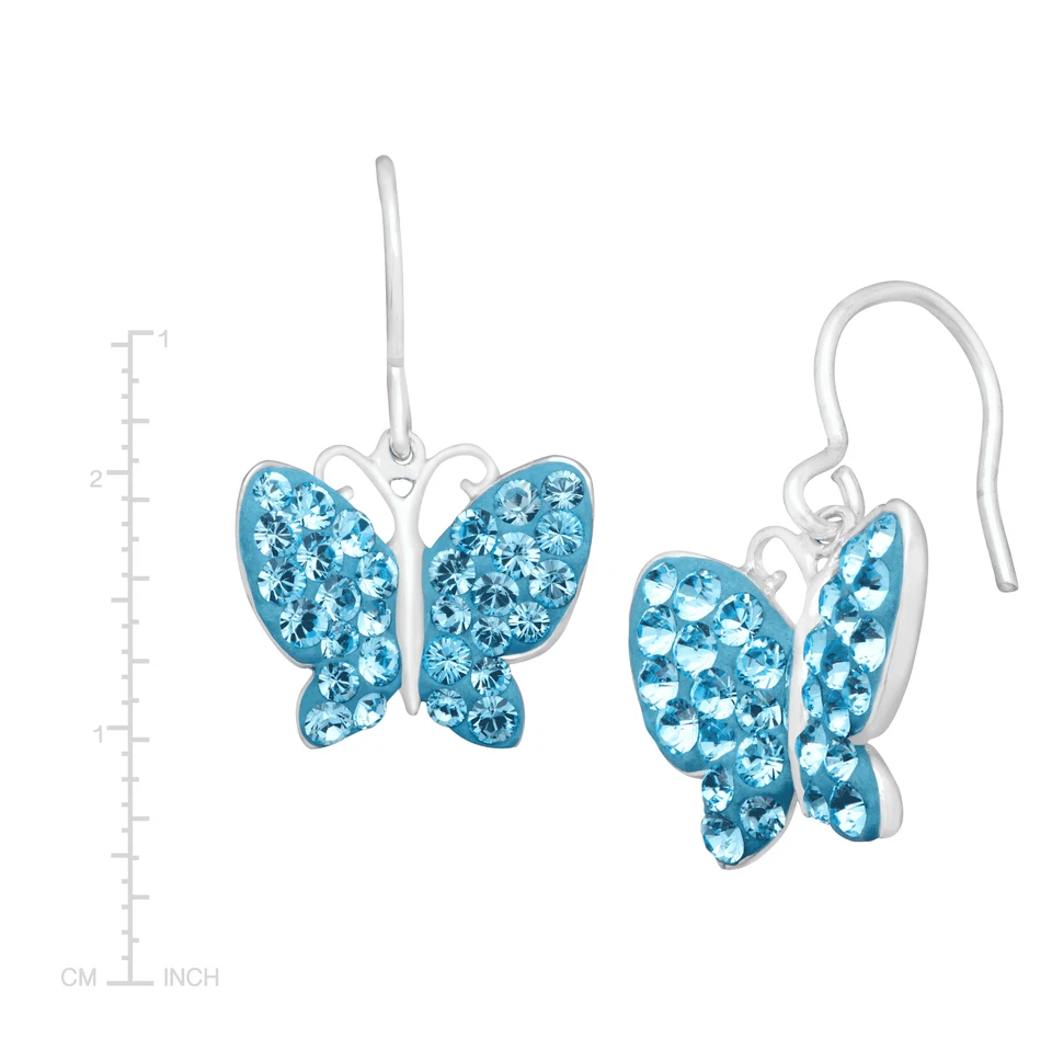 Crystaluxe Butterfly Earrings with Blue Crystals in Sterling Silver - Image 3 of 3