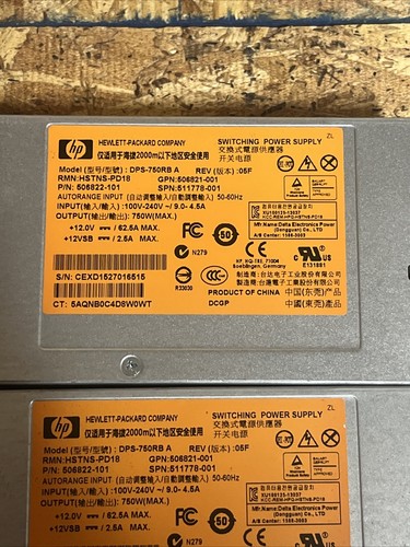 2X HP Proliant DL380 / ML370 G6 750W Power Supply 506822-101 511778-001 @13A5 - Picture 5 of 6