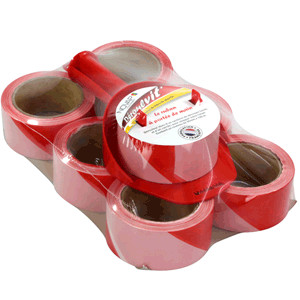 Speed Tape  Bandabroller mit 7 Rollen Absperrband rot/weiß, 50 mm x 100 m