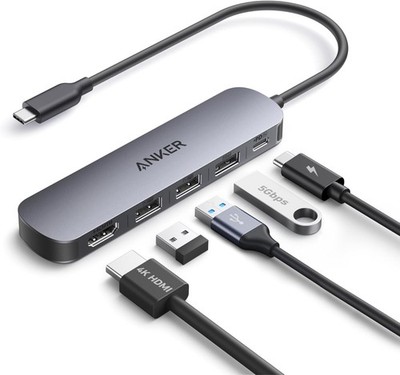 Anker USB C Hub (5-in-1), 4K@30Hz HDMI mit 90W Max. Power Delivery, USB-C und