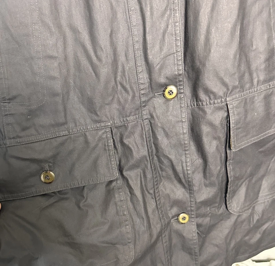 Chaqueta Orvis Para Hombre Algodón Encerado Granero Campo Abrigo Pana Borde Forrado Chaqueta Talla XL Foto 2 de 4