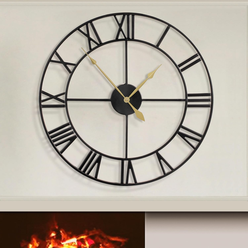 80CM Extra Large Wall Clock - 31" Oversize Modern Black Metal Roman Numeral Near - Picture 7 of 12