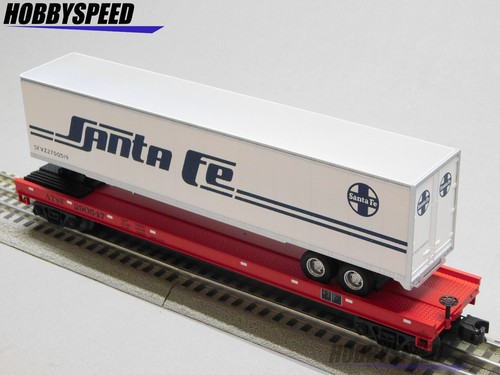 MTH PREMIER SANTA FE FLAT CAR W/ 48' TRAILER O SCALE train 20-95704-290547 NEW - Picture 6 of 8
