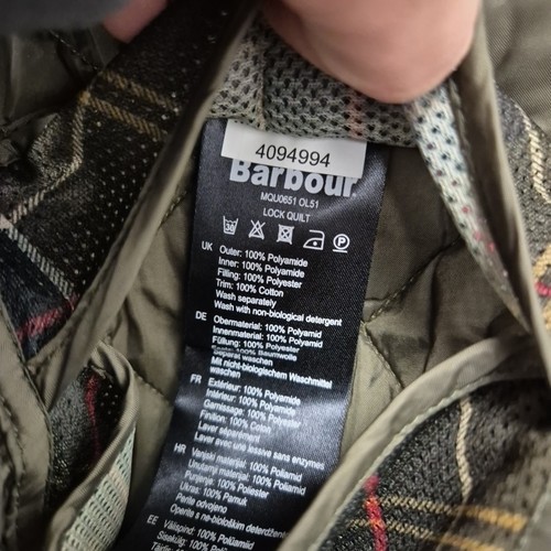 Barbour X Dept B Lock Quilted Green Back Pocket Cargo Coat Jacket Size Medium - Picture 6 of 9