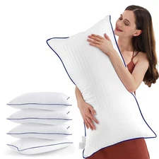 Bed Pillows Standard Size Set of 4, Luxury Hotel Pillows with Soft Fluffy Dow...