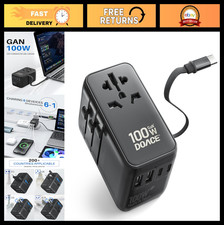 Universal Travel Adapter 100W GaN 3.0, 6-in-1 Power Adapter with USB-C  5 USB P