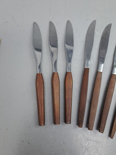 Lote de cubiertos con mango de madera Fleetwood Designs Ecko acero inoxidable Japón - Imagen 10 de 13