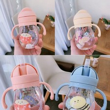 Bottle Handle Baby Learn Feeding Drinking Straw Children Feeding Cup 300ml