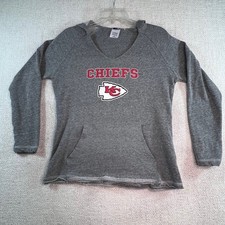 NFL Kansas City Chiefs Womens Gray Hoodie V Neck Pullover Sweatshirt Size M
