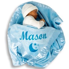 Personalized Baby Blanket for Boys - Blue