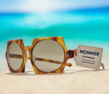 vintage 1960s sunglasses Art Deco NOS Brown Rectangular Made in France