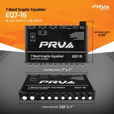 PRV AUDIO EQ7-15 7-BAND HALF-DIN GRAPHIC EQ w/ 15 VOLT LIVE DRIVER & SUB CONTROL