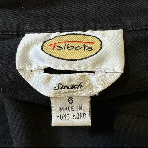 Vintage Talbots Größe 6 schwarz Baumwollmischung Mandarinkragen Knopfleiste Jacke - Bild 5 von 6