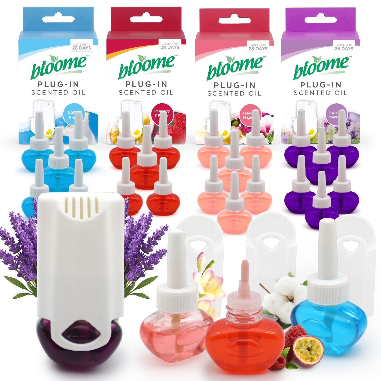 4pk Wall Plug In Air Freshener & 11-22 Assorted Plug In Refills Scented Oil 20ml