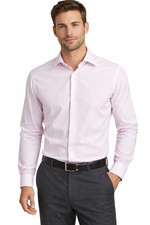Club Room Mens Shirt New S 14-14 1/2 Pink Long Sleeves Check Regular Fit