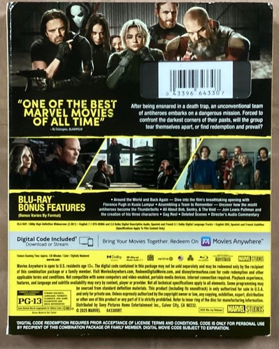 Thunderbolts* The New Avengers Disney Blu-ray+Dig w Slipcover Ships Promptly - Imagen 2 de 7