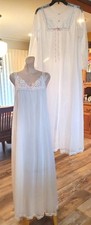 Vtg. Vanity Fair SHEER CHIFFON White Peignoir Set: Nightgown w/Robe, Sz. X-Small