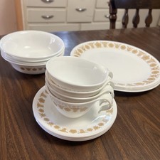 Vtg Corelle Livingware By Corning Butterfly Gold 16-Pc 1970s 16-4-N new