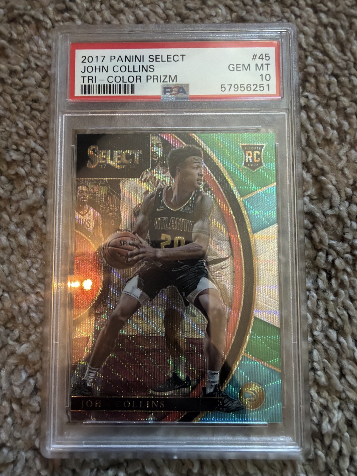 John Collins 2017 Panini Select Tri-Color Prizm #45 PSA 10 Gem Mint RC Rookie
