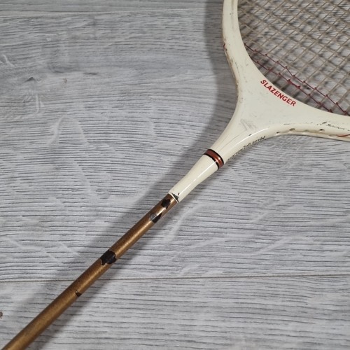 Badmintonschläger Kopfpresse Holz Vintage Slazenger Flight Commander + Dunlop - Bild 6 von 9
