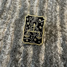 Justice Enamel Pin The Tarot 17 Oracle Card Trial Scale Brooch Lapel Gift New