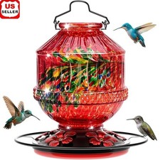 Blown Glass Hummingbird Feeder Leakproof Outdoor Garden Hanging Bird Yard New