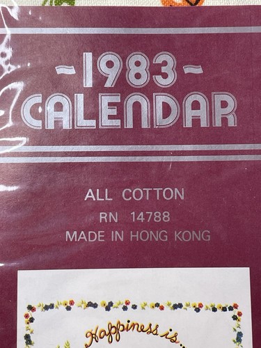 Vintage 1983 "Happiness Is..." Stoff hängendes Kalender Handtuch Neu aus altem Lagerbestand - Bild 3 von 9