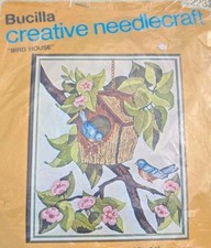 Vintage Bucilla Creative Needlecraft "Bird House" Picture Crewel Kit No. 2232
