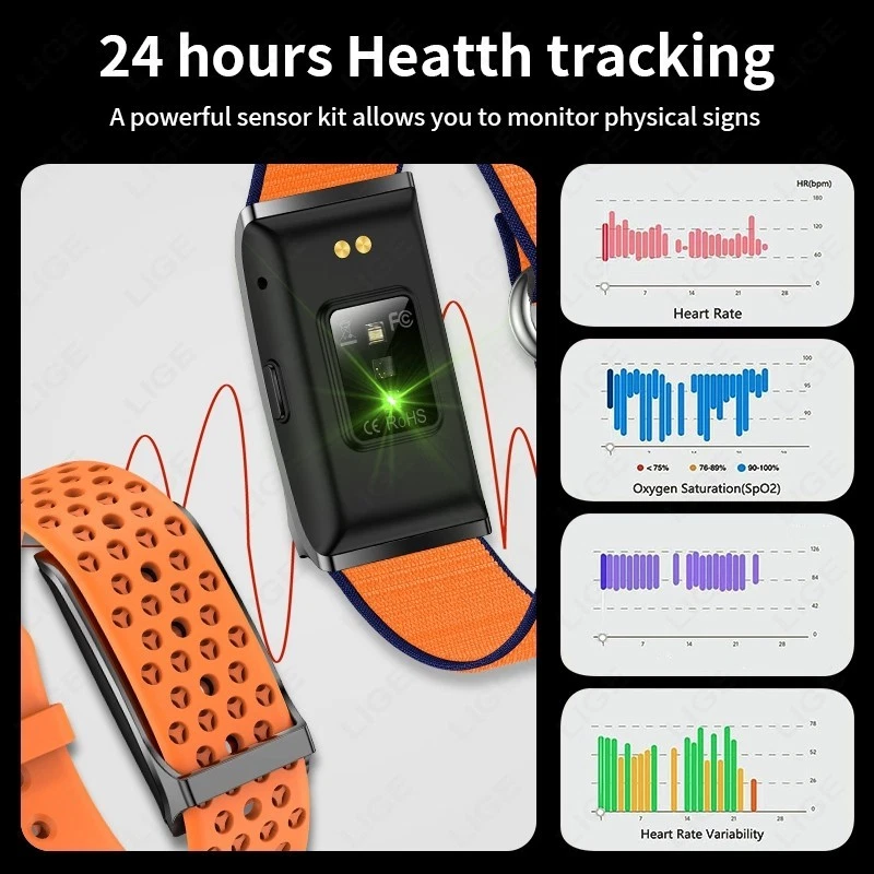 Smartwatch Damen Herren Pulsuhr Herzfrequen Schrittzähler Fitnessuhr Wasserdicht - Bild 4 von 4