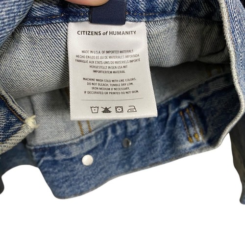 Citizens of Humanity Brynn plissierte Cinch Taille Medium Wash Jeansjacke Medium - Bild 13 von 15