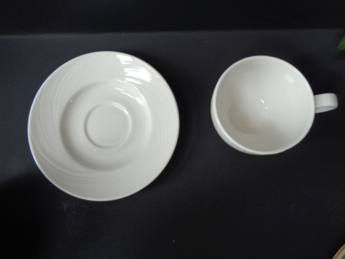 Steelite International 2024 weiß 8 Unzen niedrig Spyro Tasse & Untertasse ENGLAND Albalite? - Bild 3 von 6